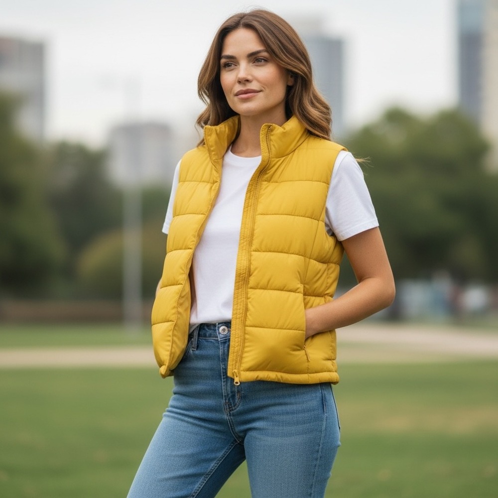 Love Tree Golden Yellow Quilted Puffer Vest